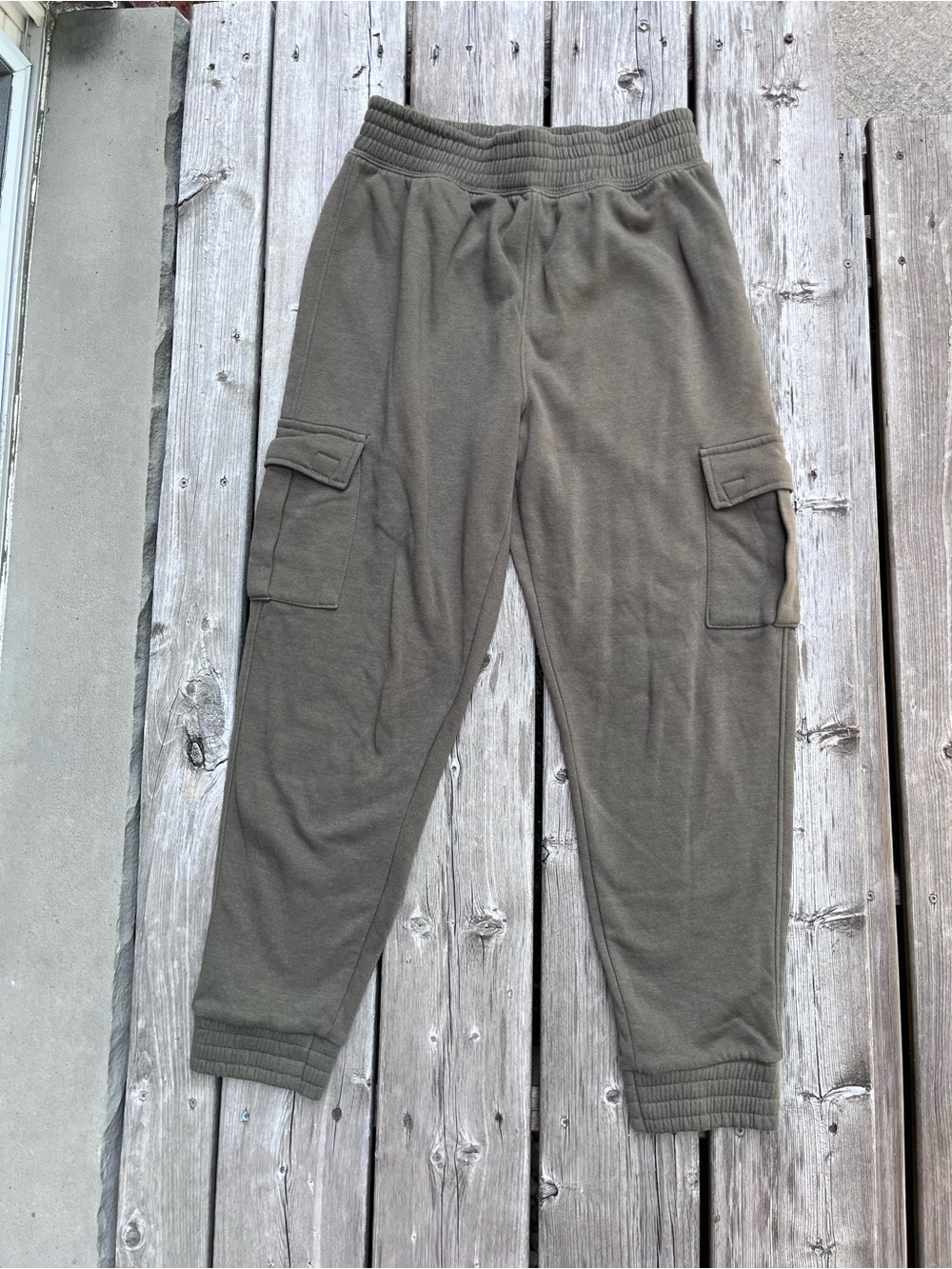 Garage Cargo Green Pull On Track Pants Elastic Waist And Ankles Size Medium